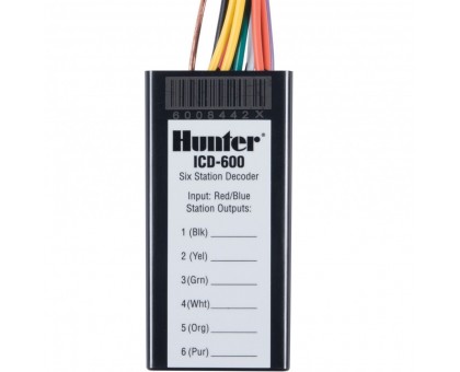 Hunter ICD-600 декодер на 6 станцій з захистом від перенапруги і проводом заземлення