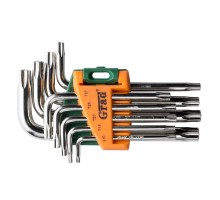 Ключи TORX 9шт T10-T50мм CrV (короткие с отвер) GRAD (4022275)