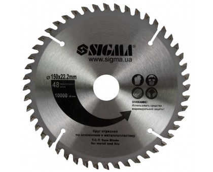 Круг отрезной по алюминию Ø150×2.2×22.2мм, кол.зуб. 48шт. SIGMA (1942351)