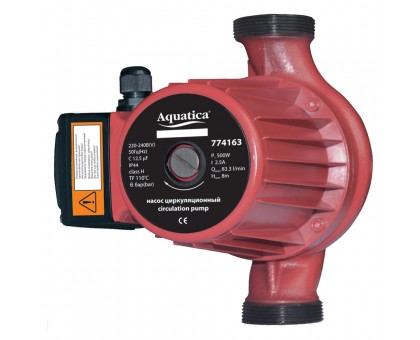 Насос циркуляционный 0.5кВт Hmax 12м Qmax 190л/мин Ø2" 220мм + гайки Ø1 1/4" AQUATICA (774163)