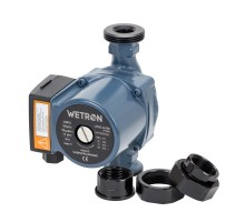Насос циркуляционный 100Вт Hmax 6м Qmax 75л/мин Ø1 1/2" 180мм + гайки Ø1" WETRON (774532)