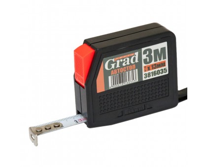 Рулетка с автостопом 3м×13мм GRAD (3816035)