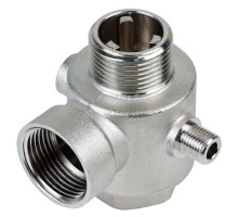 Соединитель пятивыводной + обратный клапан 80мм M1”×F1”×F1”×M1/4”×F1/4” Silver 480г AQUATICA (779601)